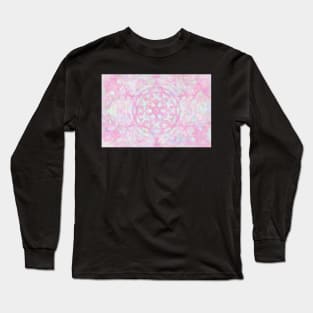 Dreamy Pink Mandala Mathematical Art Impressionist Painting Long Sleeve T-Shirt